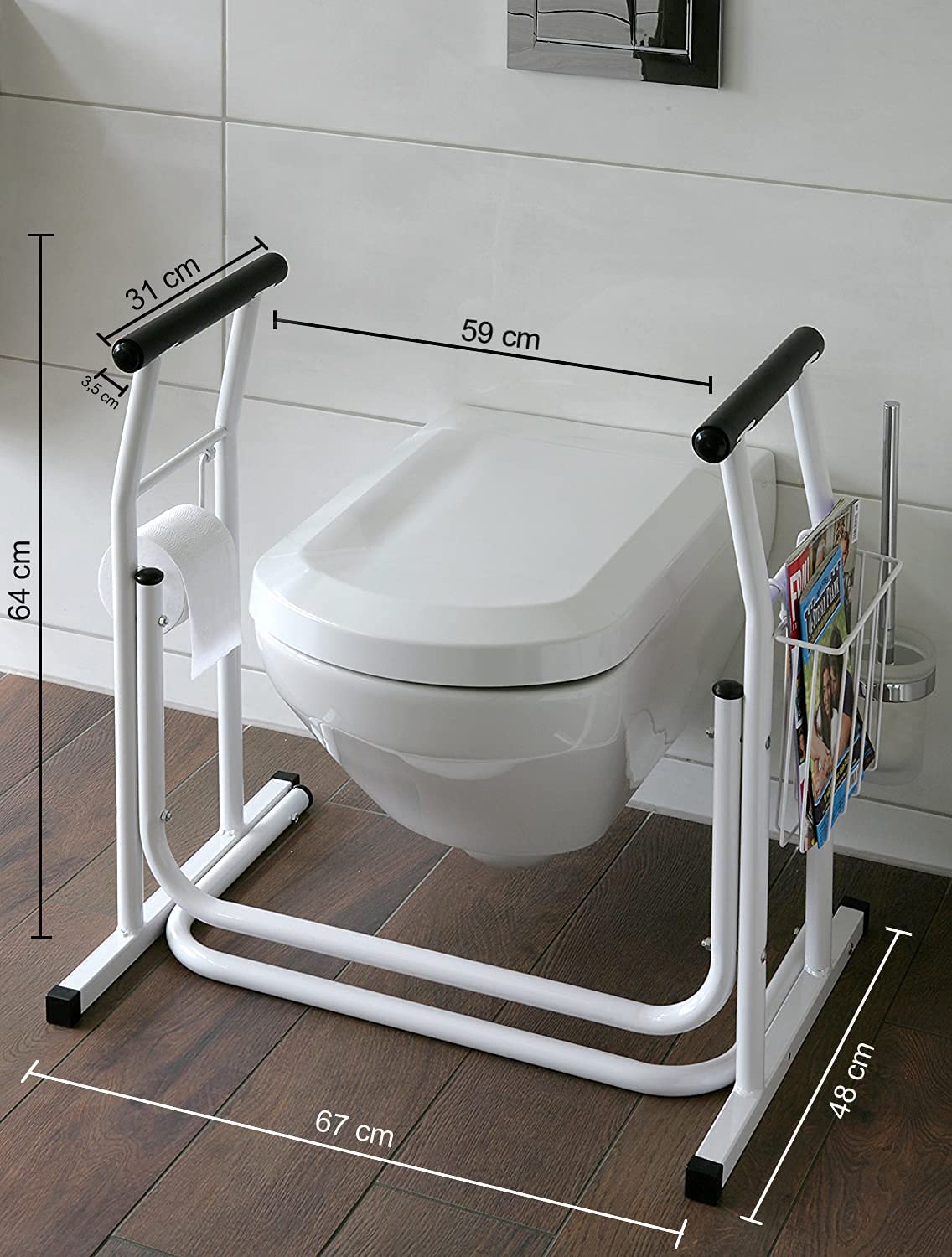WC-Aufstehhilfe- mobiles-Toiletten Stützgestell Haltegriff für Badezimmer  Stützgriff Halteschiene (M). - für Profis und Gartenliebhaber